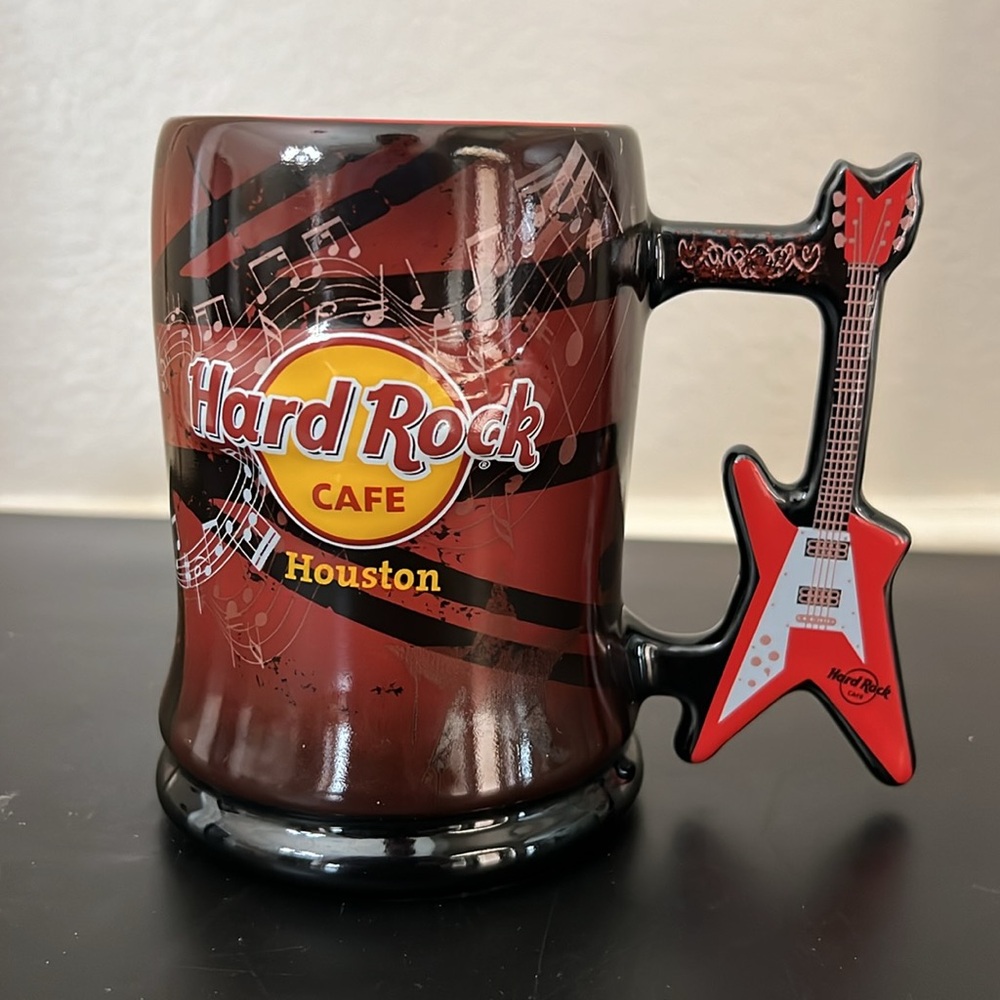 Hard Rock Cafe Hollywood Houston Texas Guitar Handle Mug